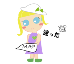 overseas trip of girl with blue eyes sticker #14472335