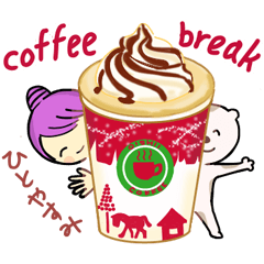 Sticker of girl and dog and cat