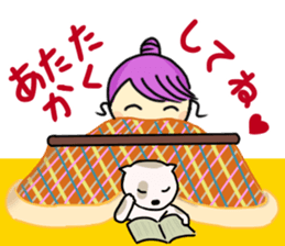 Sticker of girl and dog and cat sticker #14476914