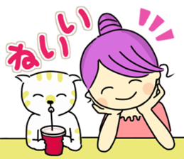 Sticker of girl and dog and cat sticker #14476920