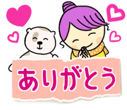 Sticker of girl and dog and cat sticker #14476922