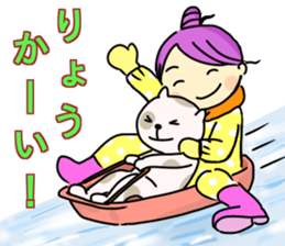 Sticker of girl and dog and cat sticker #14476923