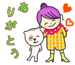 Sticker of girl and dog and cat sticker #14476926