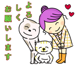 Sticker of girl and dog and cat sticker #14476927