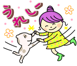 Sticker of girl and dog and cat sticker #14476930