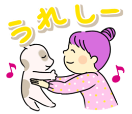 Sticker of girl and dog and cat sticker #14476934