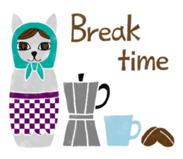 Cat Matryoshka 'Caffe latte' sticker #14485889