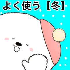 Charming white dog in winter