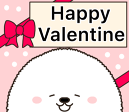 Charming white dog in winter sticker #14486178