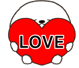 Charming white dog in winter sticker #14486179