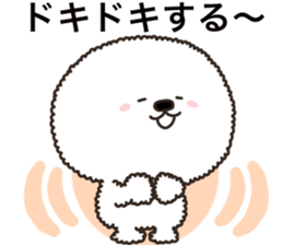 Charming white dog in winter sticker #14486185