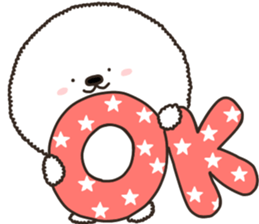 Charming white dog in winter sticker #14486187