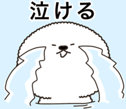 Charming white dog in winter sticker #14486194