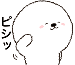 Charming white dog in winter sticker #14486202