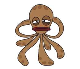 Mischievous Brown Octopus sticker #14486969