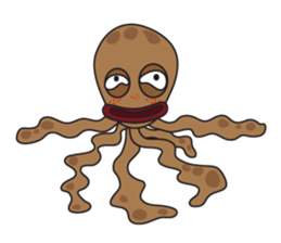 Mischievous Brown Octopus sticker #14486970
