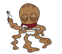 Mischievous Brown Octopus sticker #14486975