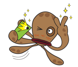 Mischievous Brown Octopus sticker #14486977