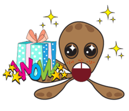 Mischievous Brown Octopus sticker #14486989