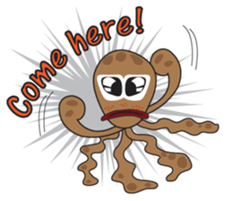 Mischievous Brown Octopus sticker #14486990