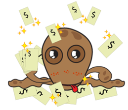 Mischievous Brown Octopus sticker #14486999
