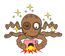Mischievous Brown Octopus sticker #14487004
