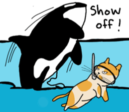 Mia the cat with ocean friends sticker #14494371