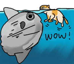 Mia the cat with ocean friends sticker #14494378