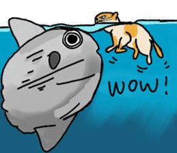 Mia the cat with ocean friends sticker #14494378