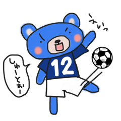 Blue sticker of a samurai bear