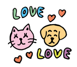 Lovely dog and cat sticker #14551956