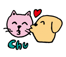 Lovely dog and cat sticker #14551959