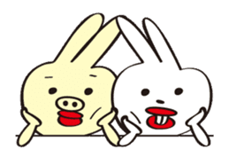 Rabbits called "Sat-chan" and "Bu-taro" sticker #14574544