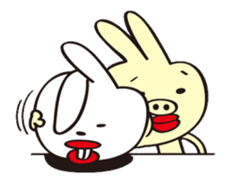 Rabbits called "Sat-chan" and "Bu-taro" sticker #14574545