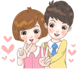 Sweet cutie couple in love (Eng) sticker #14586757
