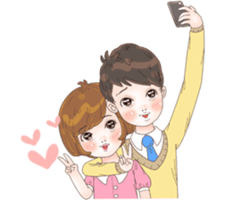 Sweet cutie couple in love (Eng) sticker #14586764