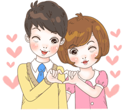 Sweet cutie couple in love (Eng) sticker #14586772