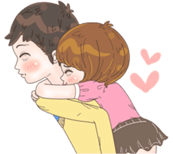 Sweet cutie couple in love (Eng) sticker #14586775