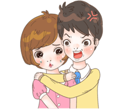 Sweet cutie couple in love (Eng) sticker #14586776