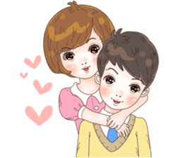 Sweet cutie couple in love (Eng) sticker #14586777
