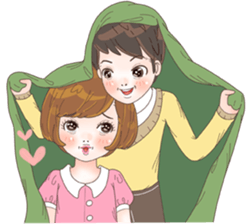 Sweet cutie couple in love (Eng) sticker #14586781