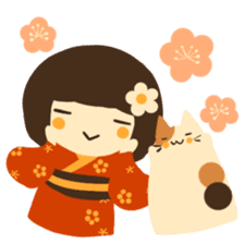 Honobono Umeko and cat sticker #14589214