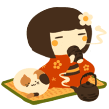 Honobono Umeko and cat sticker #14589216
