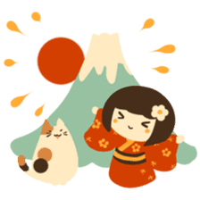 Honobono Umeko and cat sticker #14589220