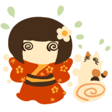 Honobono Umeko and cat sticker #14589222
