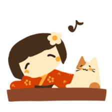Honobono Umeko and cat sticker #14589229