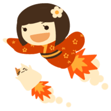 Honobono Umeko and cat sticker #14589235