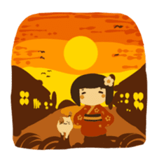 Honobono Umeko and cat sticker #14589240