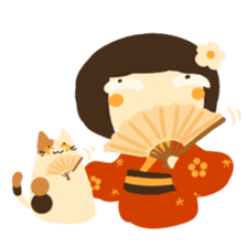 Honobono Umeko and cat sticker #14589241
