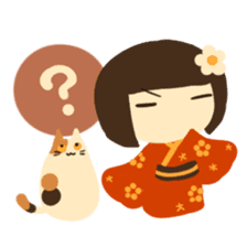 Honobono Umeko and cat sticker #14589242